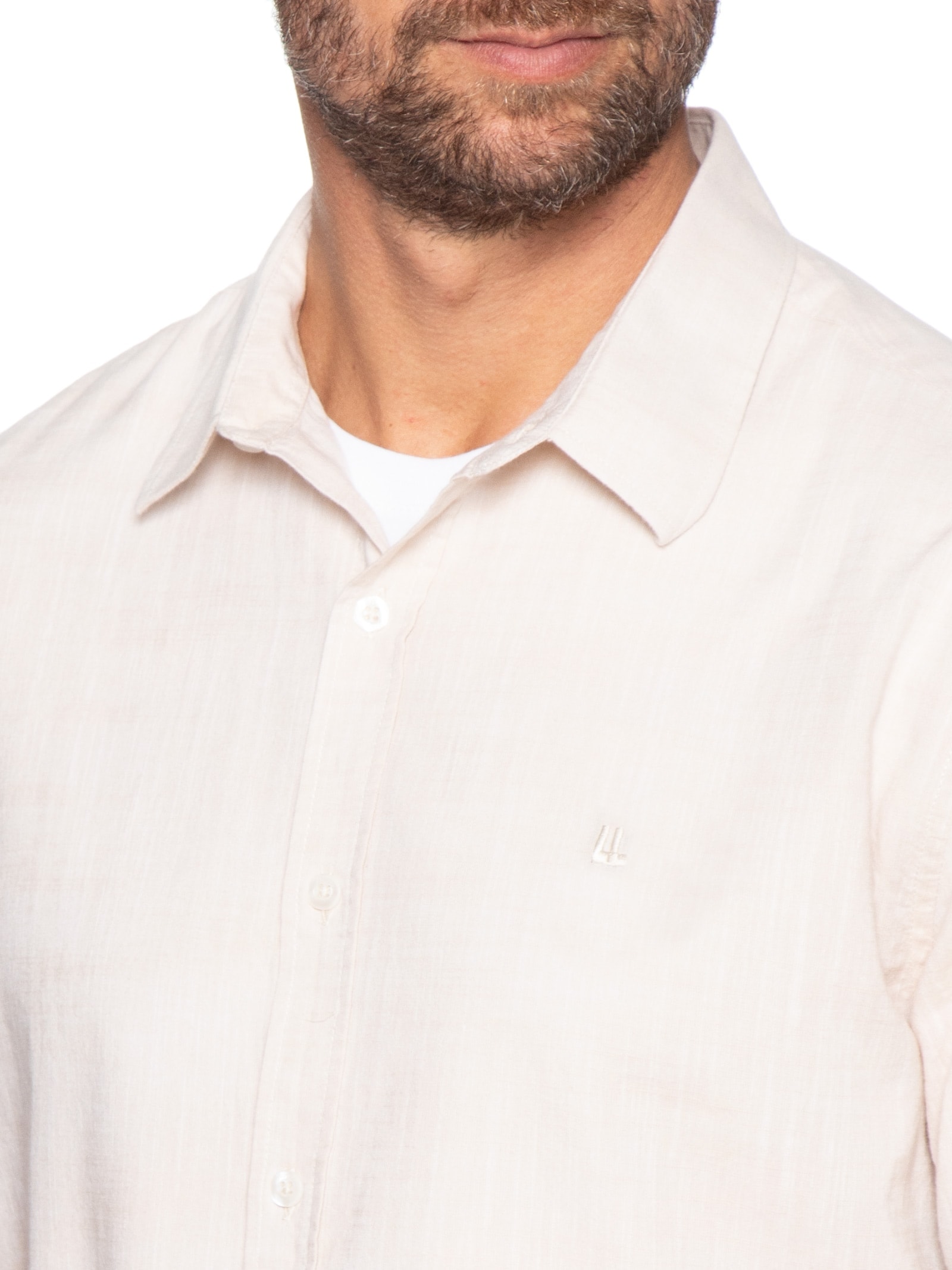 Camisa Masculina Manga Curta Búzios New Bege Foxton
