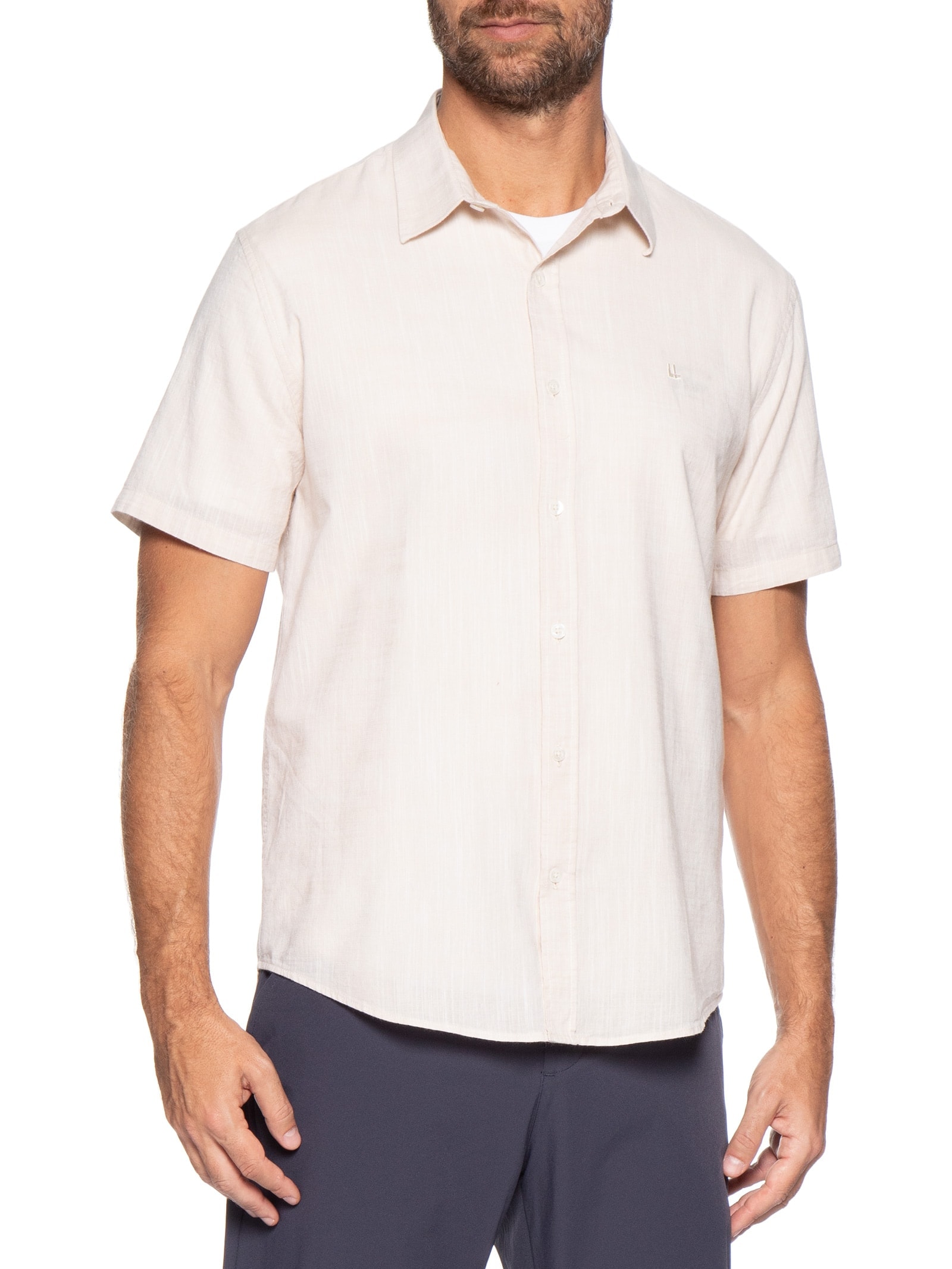 Camisa Masculina Manga Curta Búzios New Bege Foxton