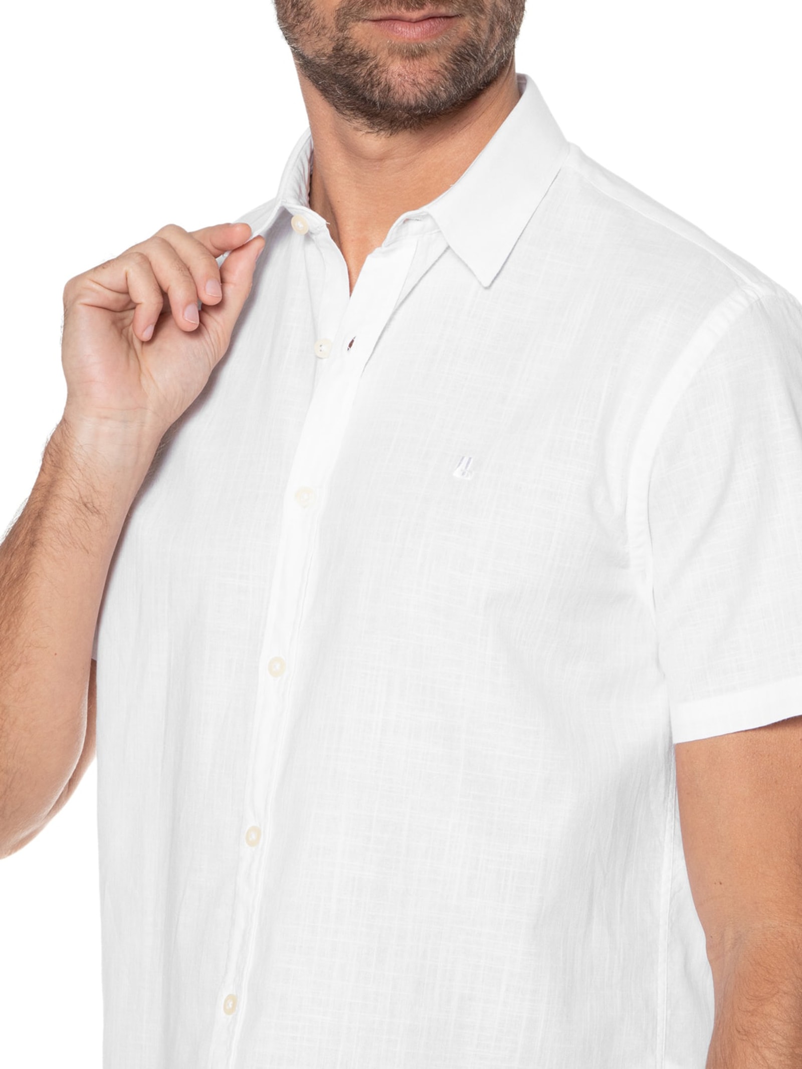 Camisa Masculina Manga Curta Búzios New Branco Foxton