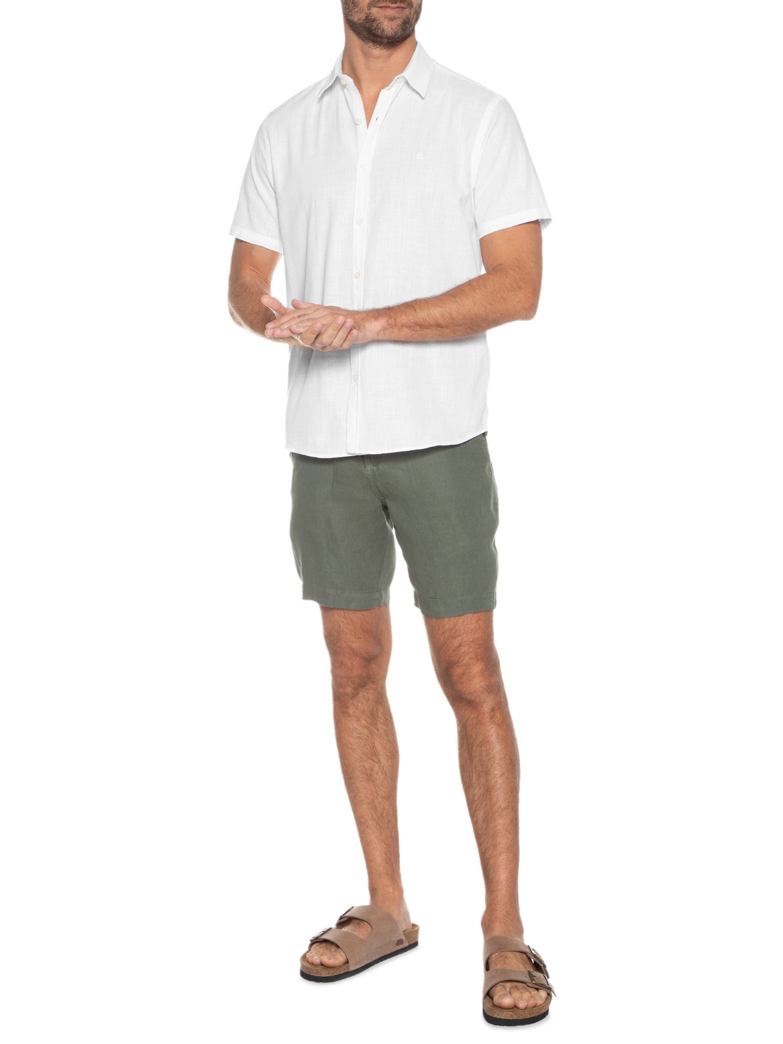 Camisa Masculina Manga Curta Búzios New Branco Foxton