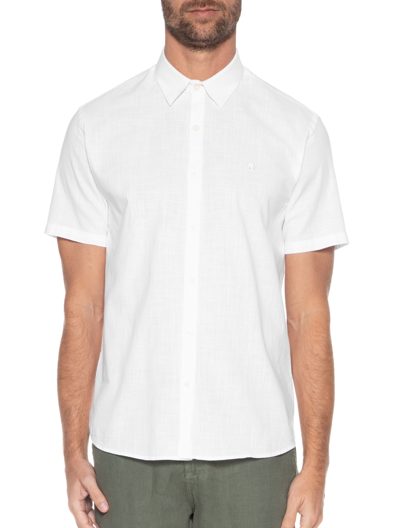 Camisa Masculina Manga Curta Búzios New Branco Foxton