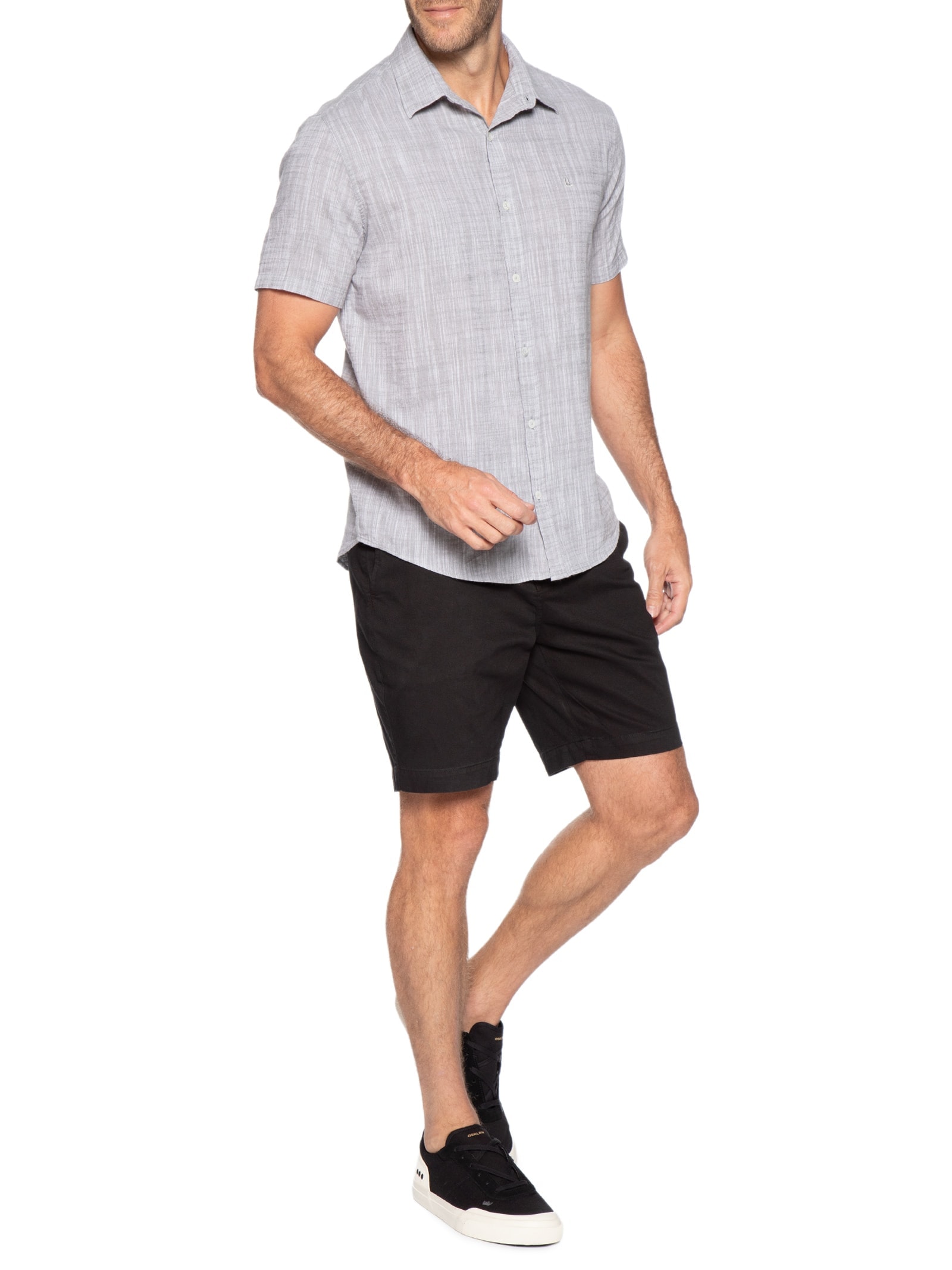 Camisa Masculina Manga Curta Búzios New Cinza Foxton
