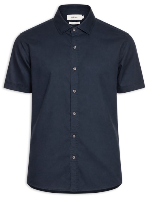 Camisa Masculina Manga Curta Chino – Azul