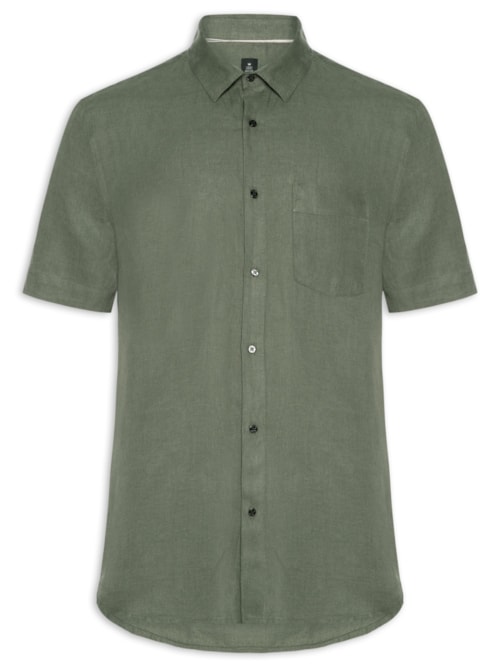 Camisa Masculina Manga Curta Classic Linen – Verde