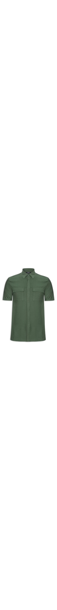 Camisa Masculina Manga Curta Com Bolso Frontal Casual - Verde