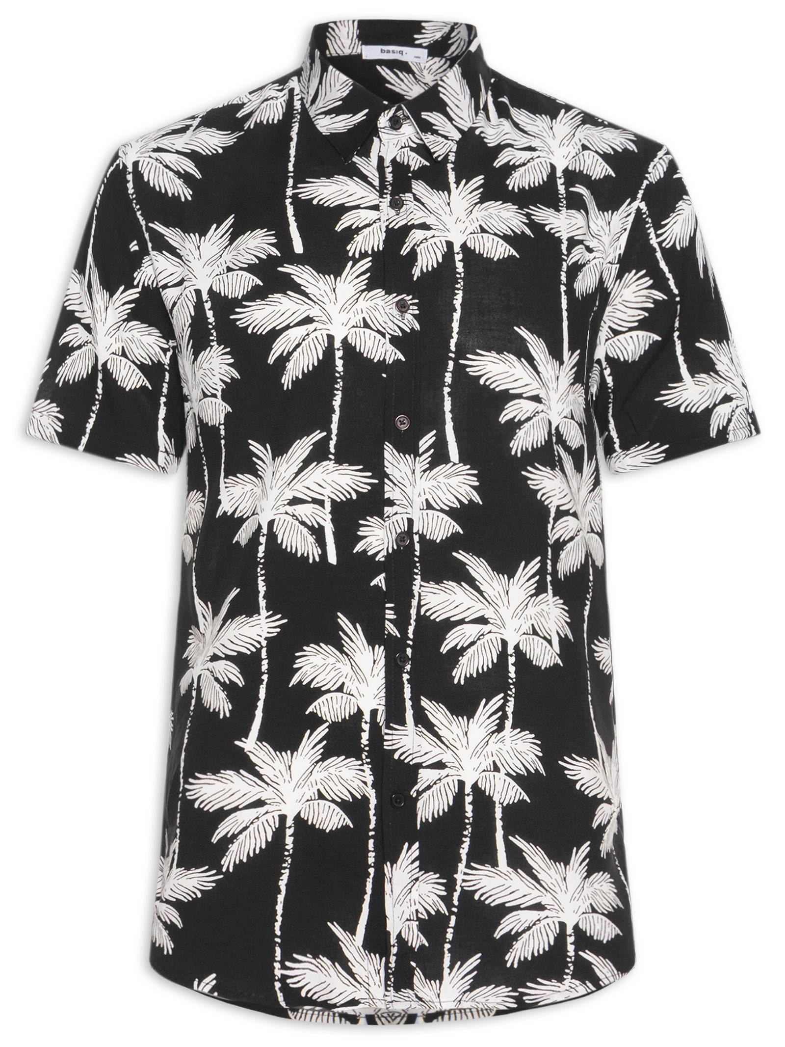 Camisa Masculina Manga Curta Coqueiro Preto Basiq Men