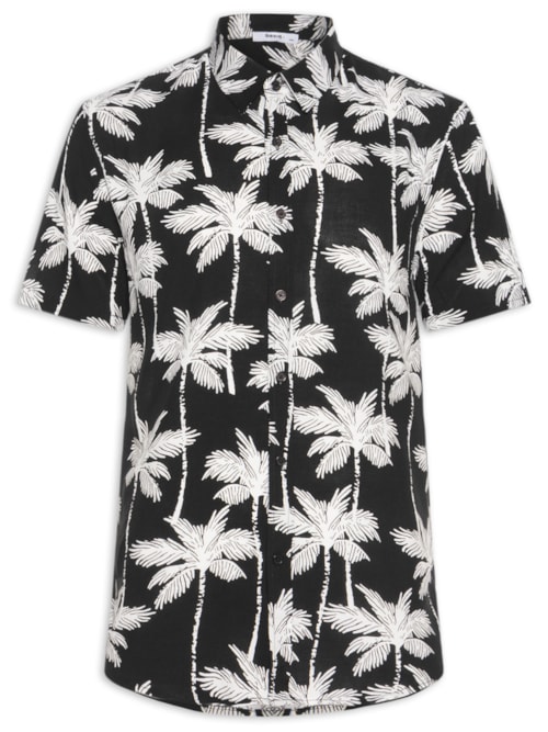 Camisa Masculina Manga Curta Coqueiro – Preto