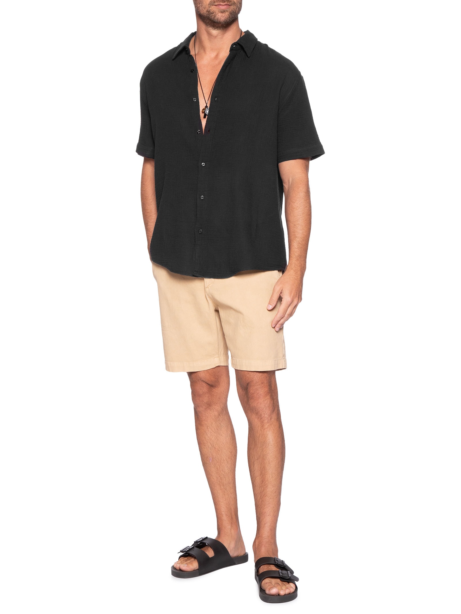 Camisa Masculina Manga Curta Cotton Wavy Preto Osklen