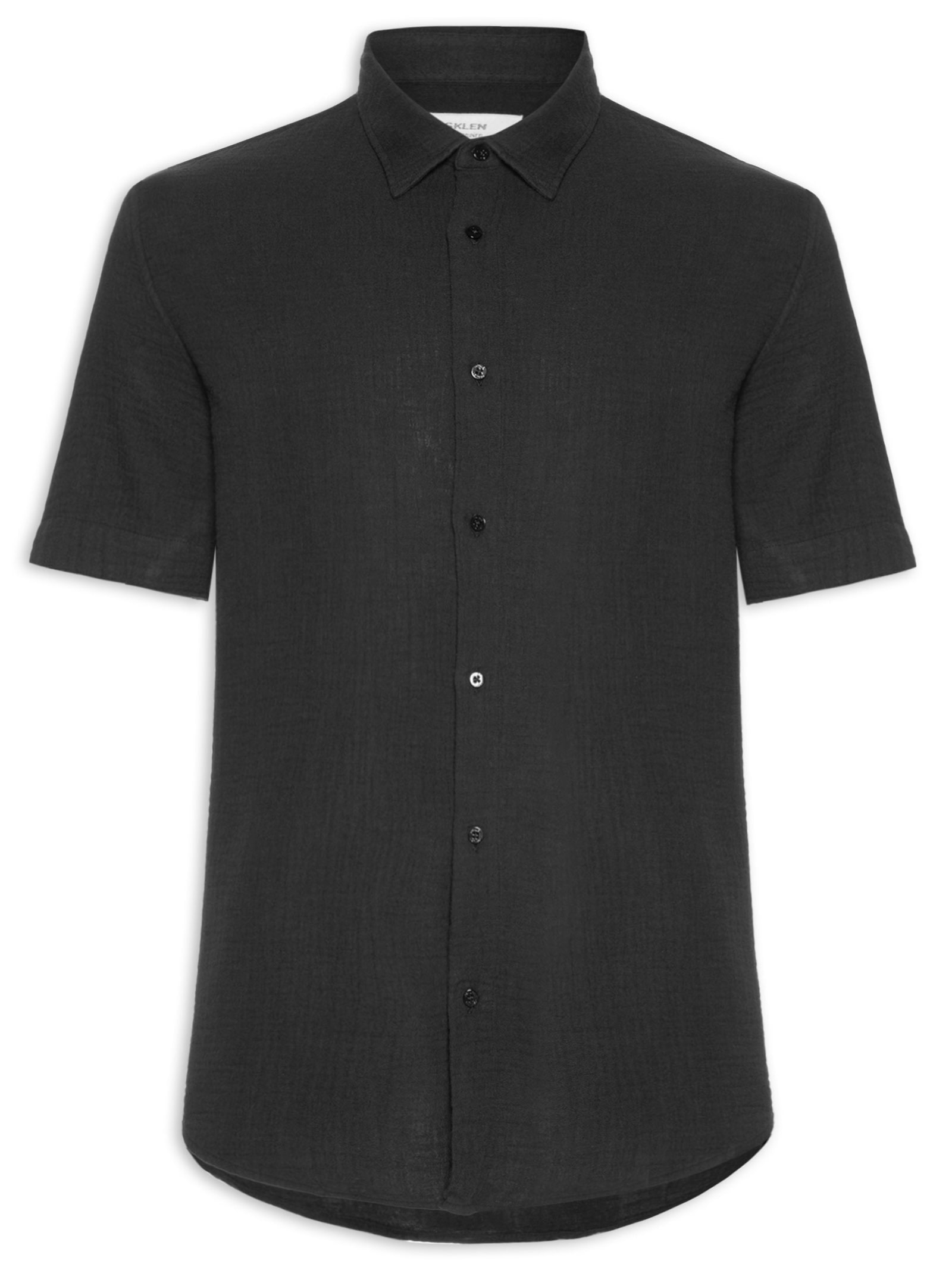 Camisa Masculina Manga Curta Cotton Wavy Preto Osklen