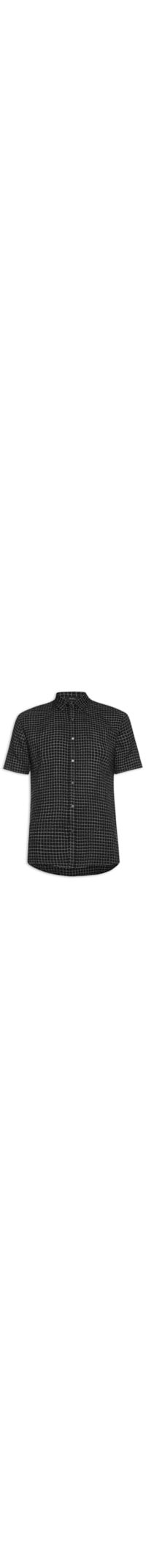 Camisa Masculina Manga Curta Crepe Little Chess - Preto