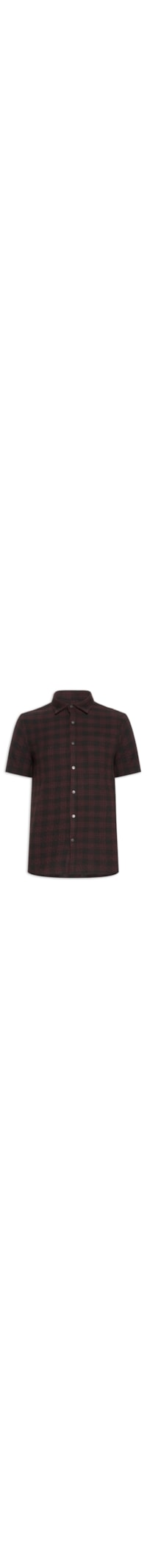 Camisa Masculina Manga Curta Crepe Xadrez Henrique - Preto