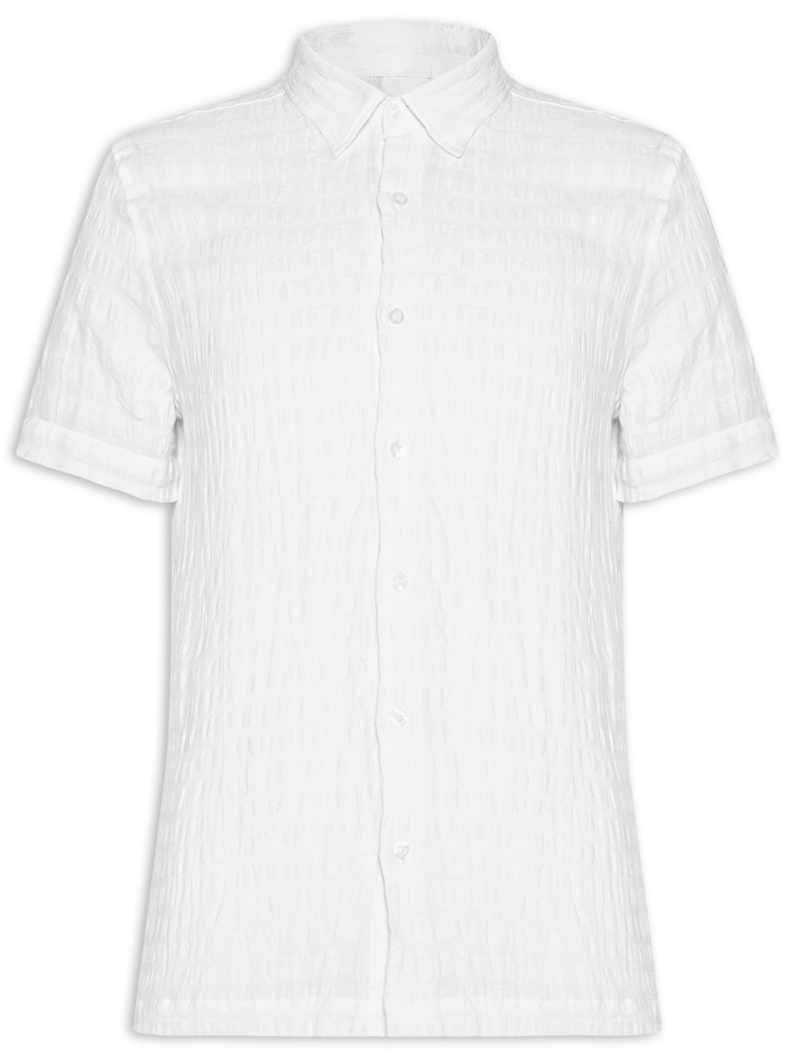 Camisa Masculina Manga Curta de Linho Havana Dark Branco Foxton