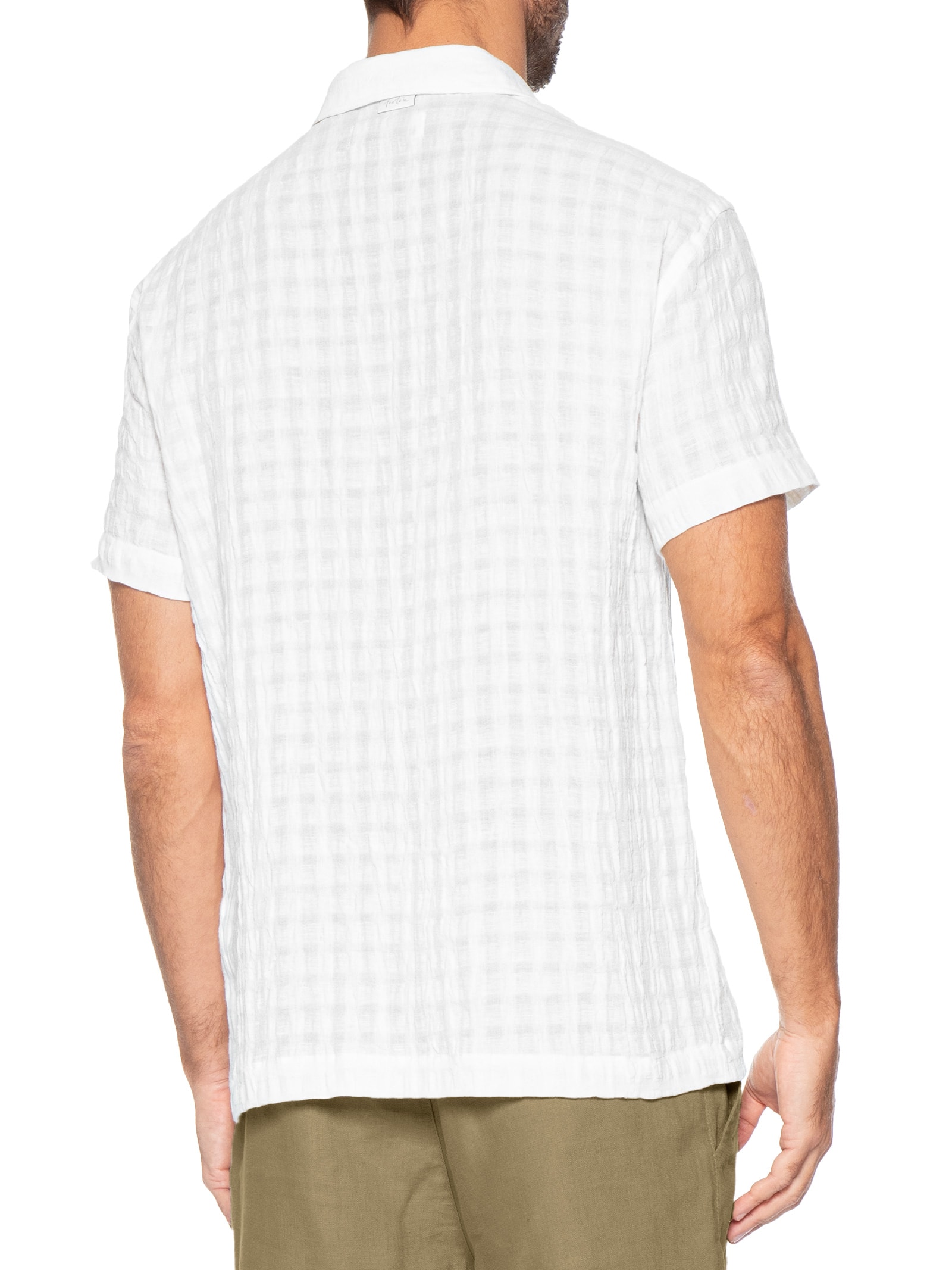 Camisa Masculina Manga Curta de Linho Havana Dark Branco Foxton