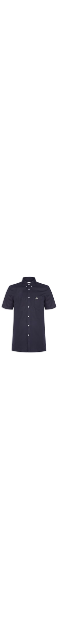 Camisa Masculina Manga Curta Em Algodão Oxford Com Modelagem Regular - Azul