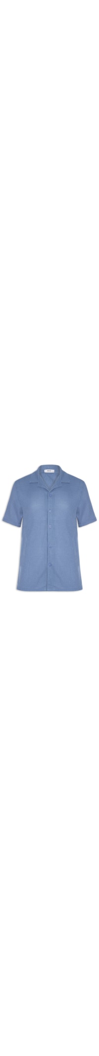 Camisa Masculina Manga Curta Em Tricot - Azul