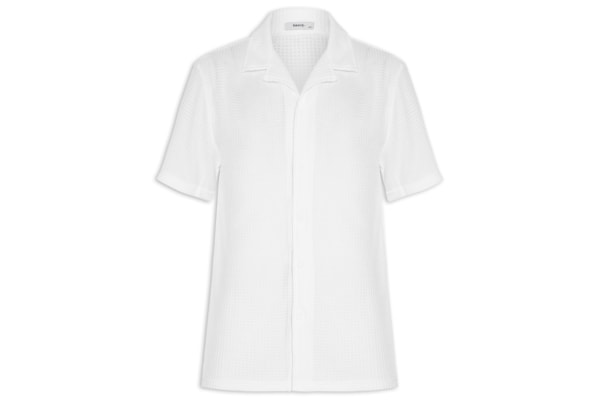Camisa Masculina Manga Curta Em Tricot - Branco