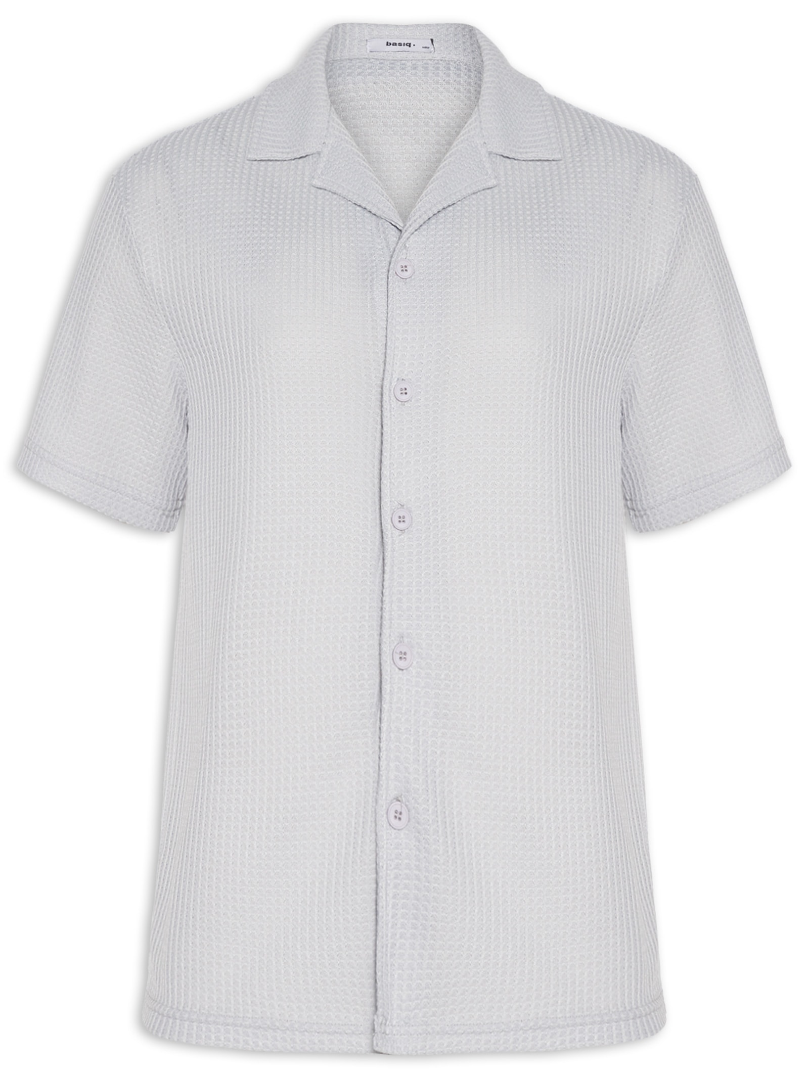 Camisa Masculina Manga Curta Em Tricot Cinza Basiq Men