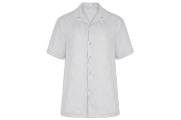 Camisa Masculina Manga Curta Em Tricot - Cinza