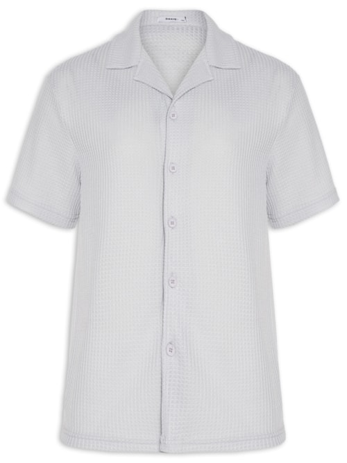 Camisa Masculina Manga Curta Em Tricot – Cinza