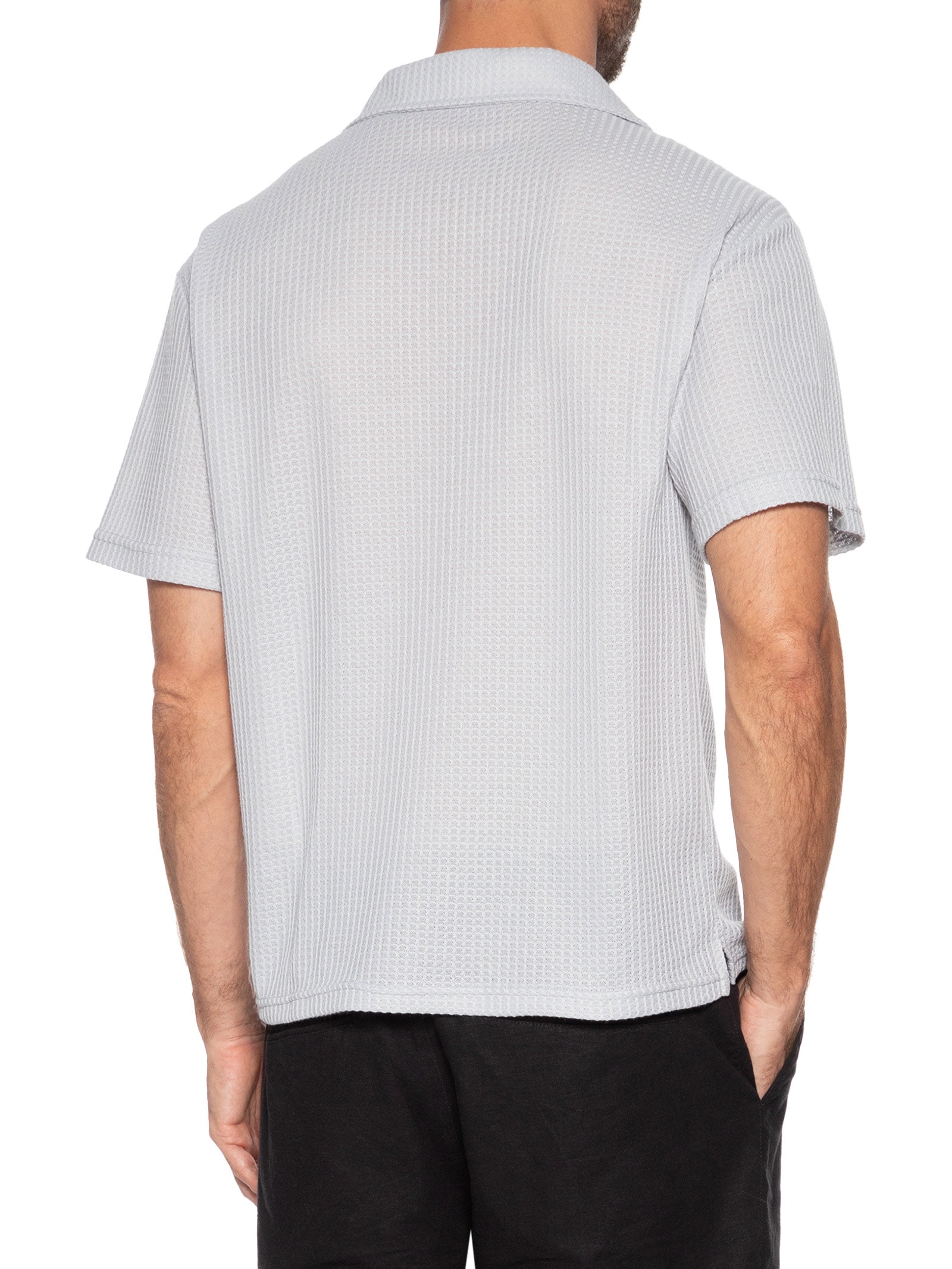 Camisa Masculina Manga Curta Em Tricot Cinza Basiq Men