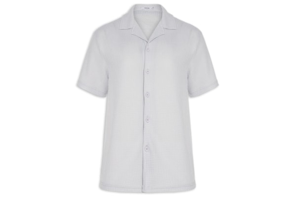 Camisa Masculina Manga Curta Em Tricot - Cinza