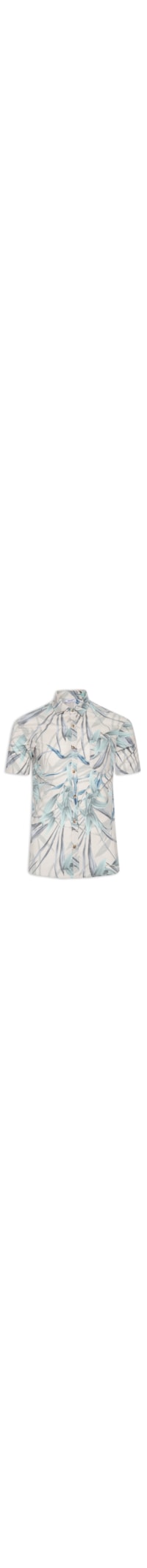Camisa Masculina Manga Curta Estampada Floral - Azul