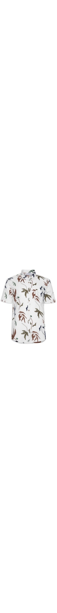 Camisa Masculina Manga Curta Estampada Floral - Branco