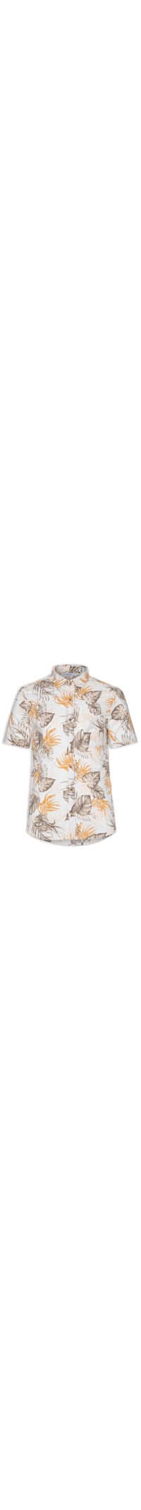 Camisa Masculina Manga Curta Estampada Floral - Off White
