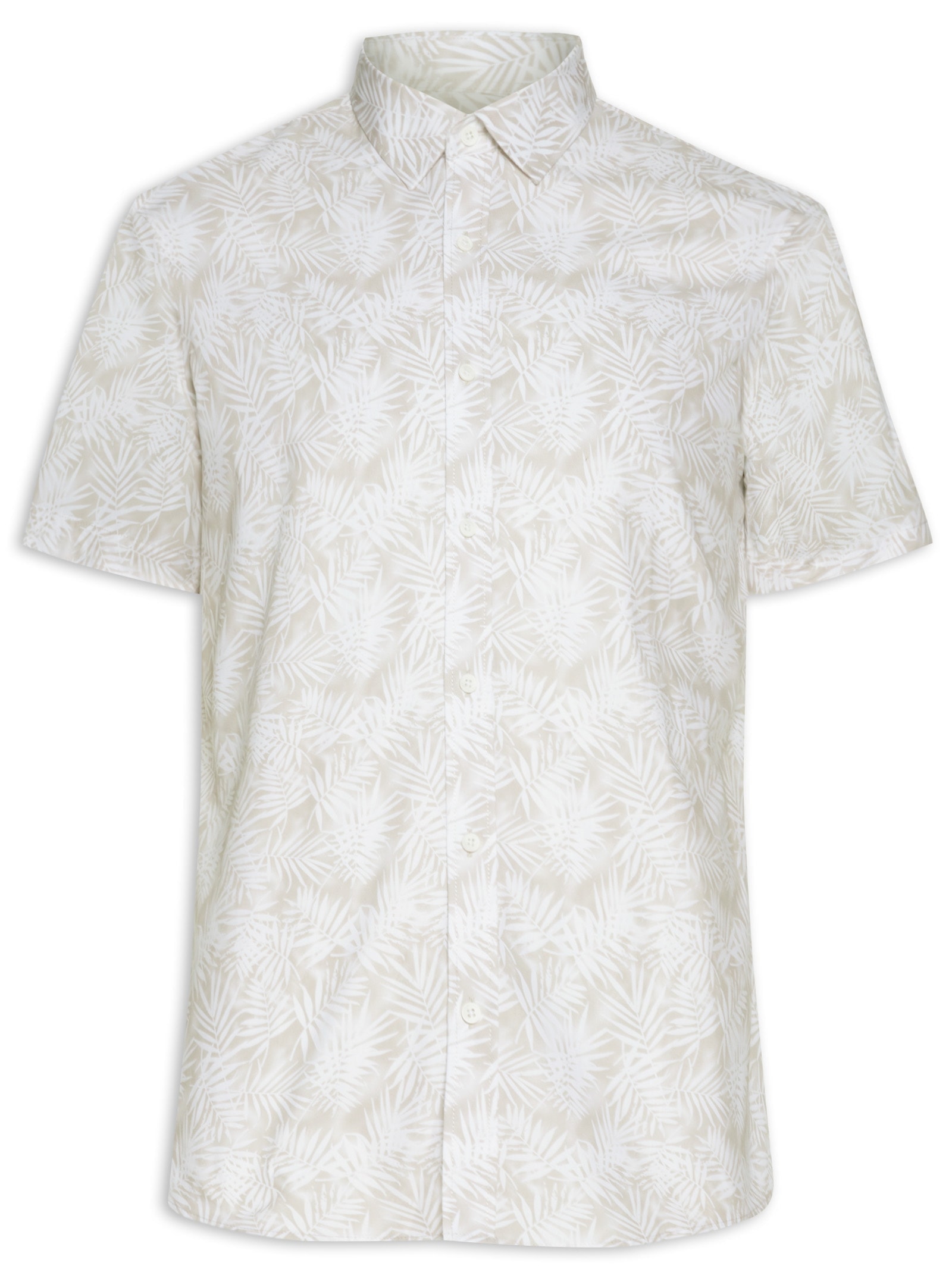 Camisa Masculina Manga Curta Estampada Floral Regular Marrom  '2 Essential