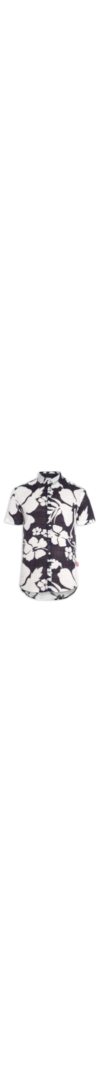 Camisa Masculina Manga Curta Estampada Hibisco Mahalo Hame - Azul
