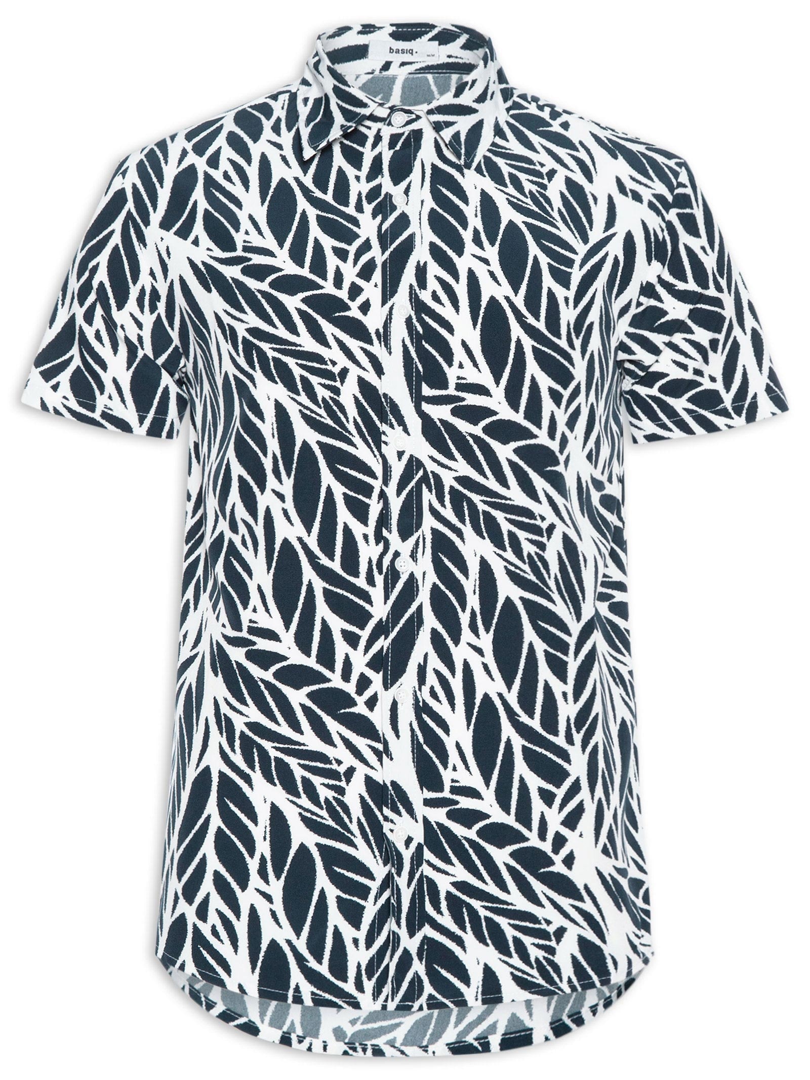 Camisa Masculina Manga Curta Estampada Preto Basiq Men