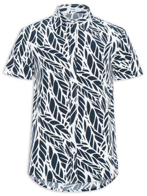Camisa Masculina Manga Curta Estampada – Preto