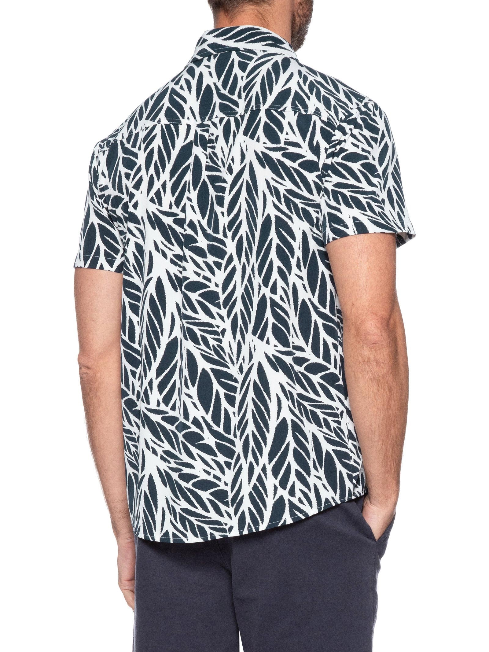 Camisa Masculina Manga Curta Estampada Preto Basiq Men