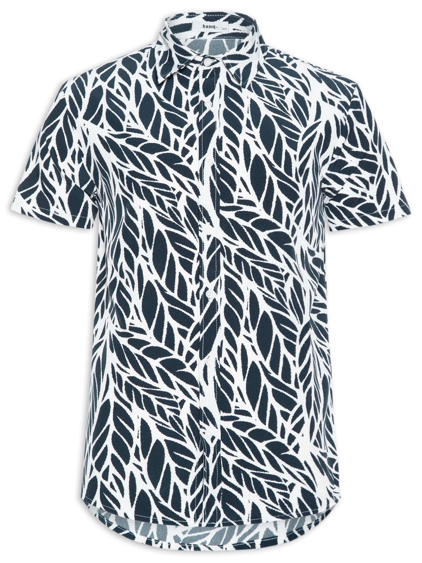 Camisa Masculina Manga Curta Estampada Preto Basiq Men