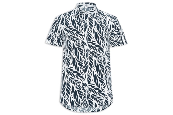 Camisa Masculina Manga Curta Estampada - Preto