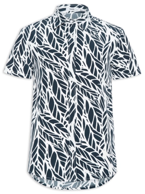 Camisa Masculina Manga Curta Estampada - Preto