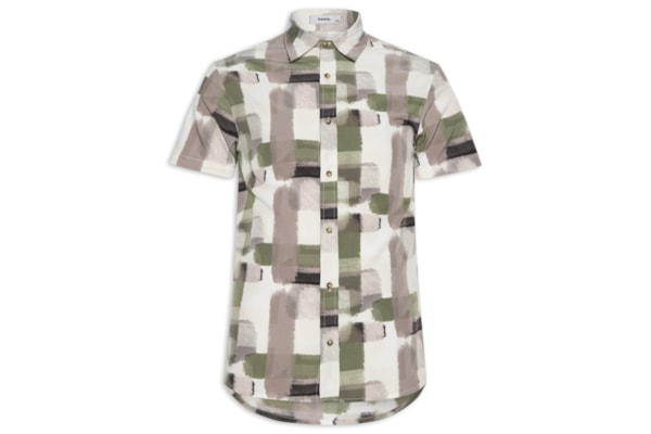 Camisa Masculina Manga Curta Estampada - Verde