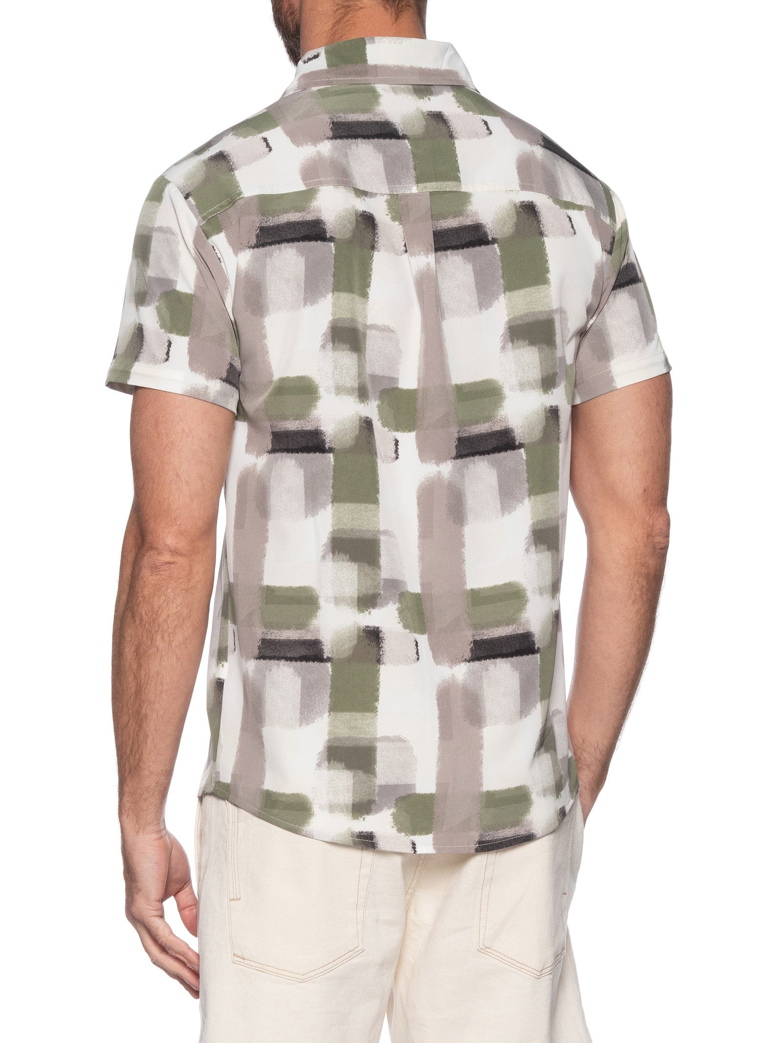 Camisa Masculina Manga Curta Estampada Verde Basiq Men