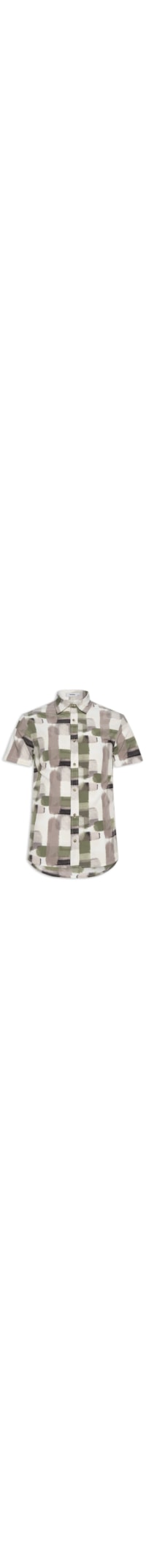 Camisa Masculina Manga Curta Estampada - Verde
