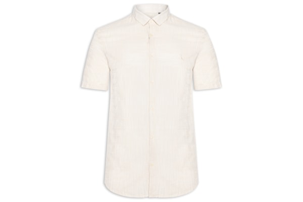 Camisa Masculina Manga Curta Flame Leve - Bege