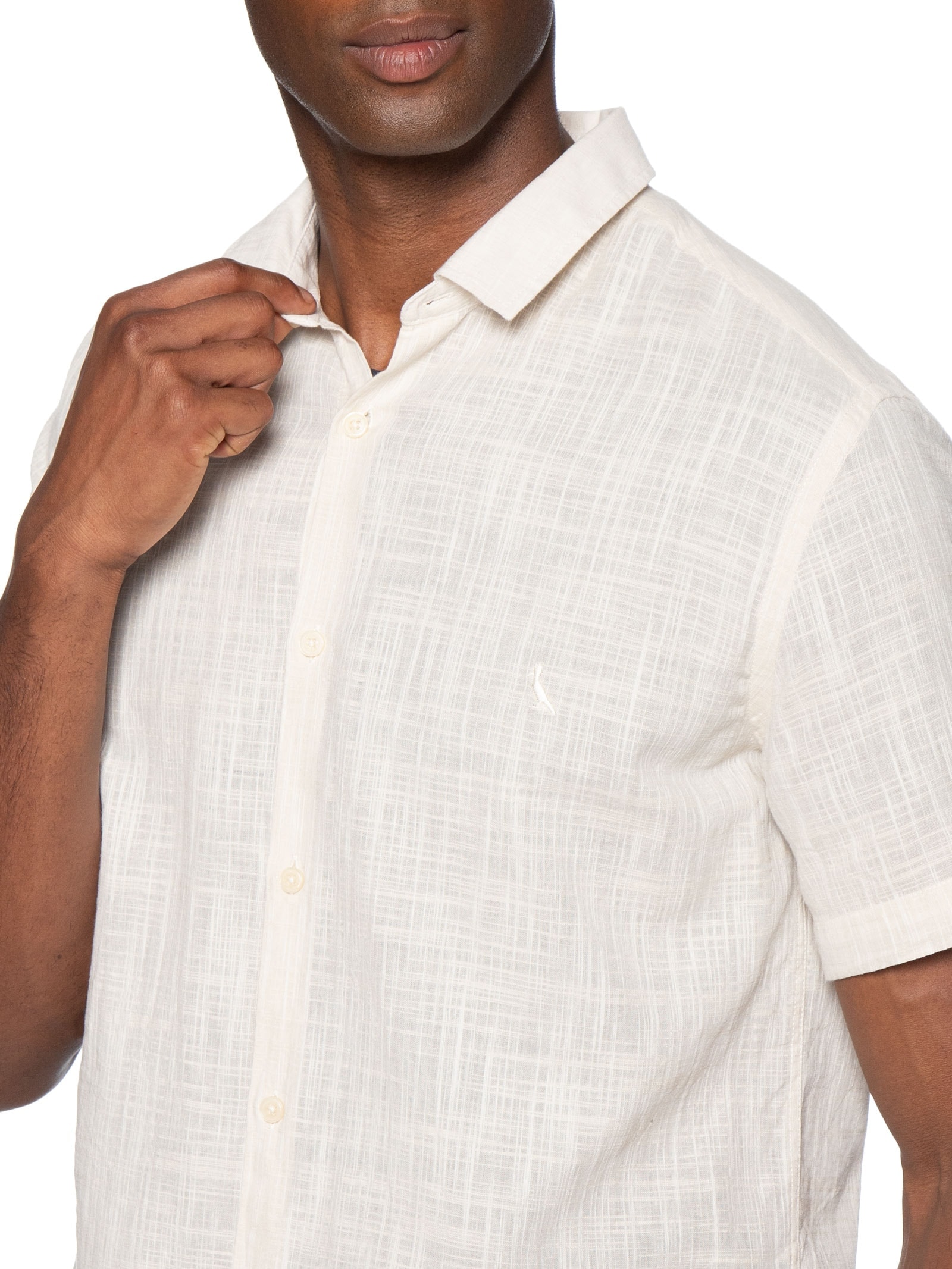 Camisa Masculina Manga Curta Flame Leve Bege Reserva