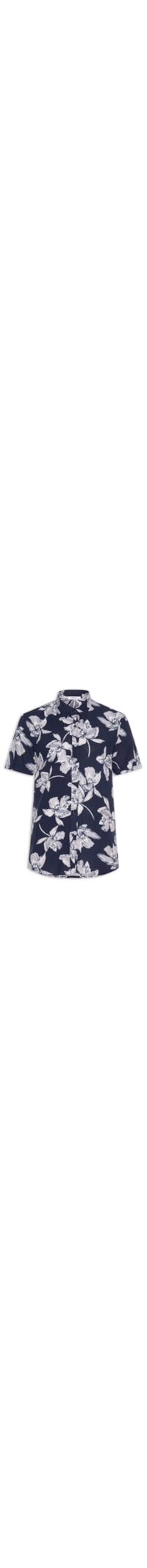 Camisa Masculina Manga Curta Floral - Azul