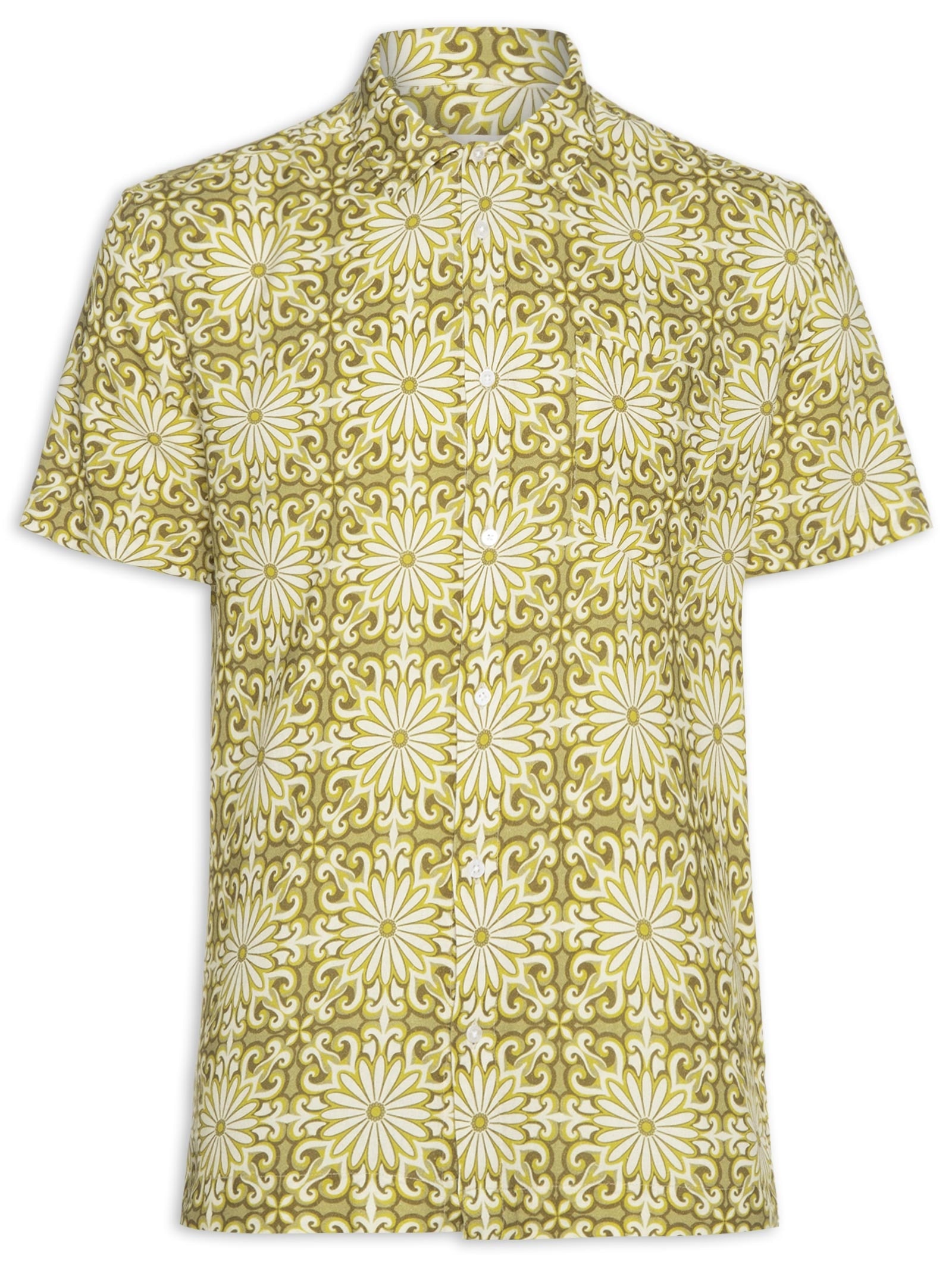 Camisa Masculina Manga Curta Garden Tile Amarelo Osklen