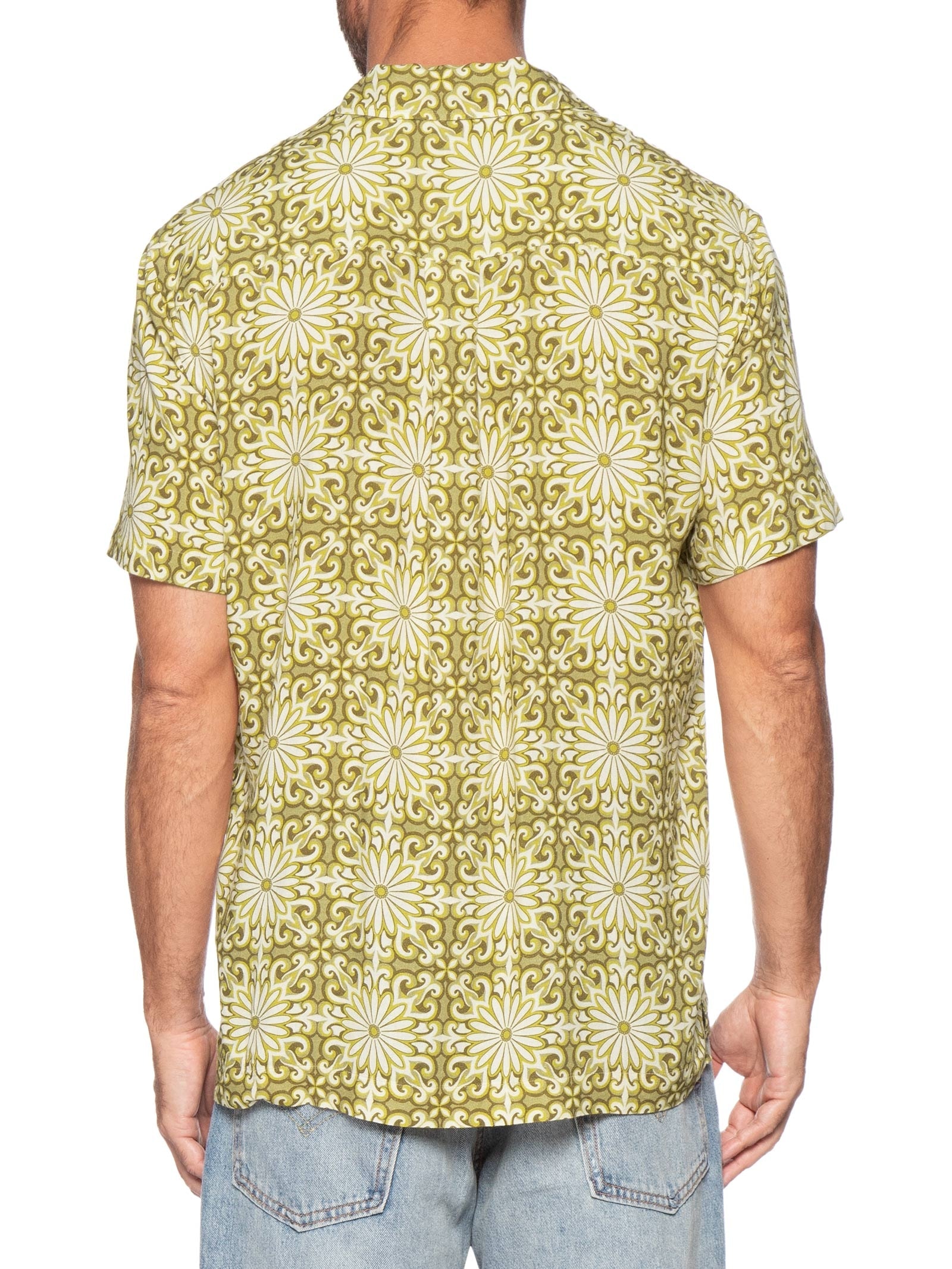 Camisa Masculina Manga Curta Garden Tile Amarelo Osklen