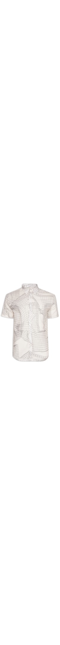 Camisa Masculina Manga Curta Grid - Bege