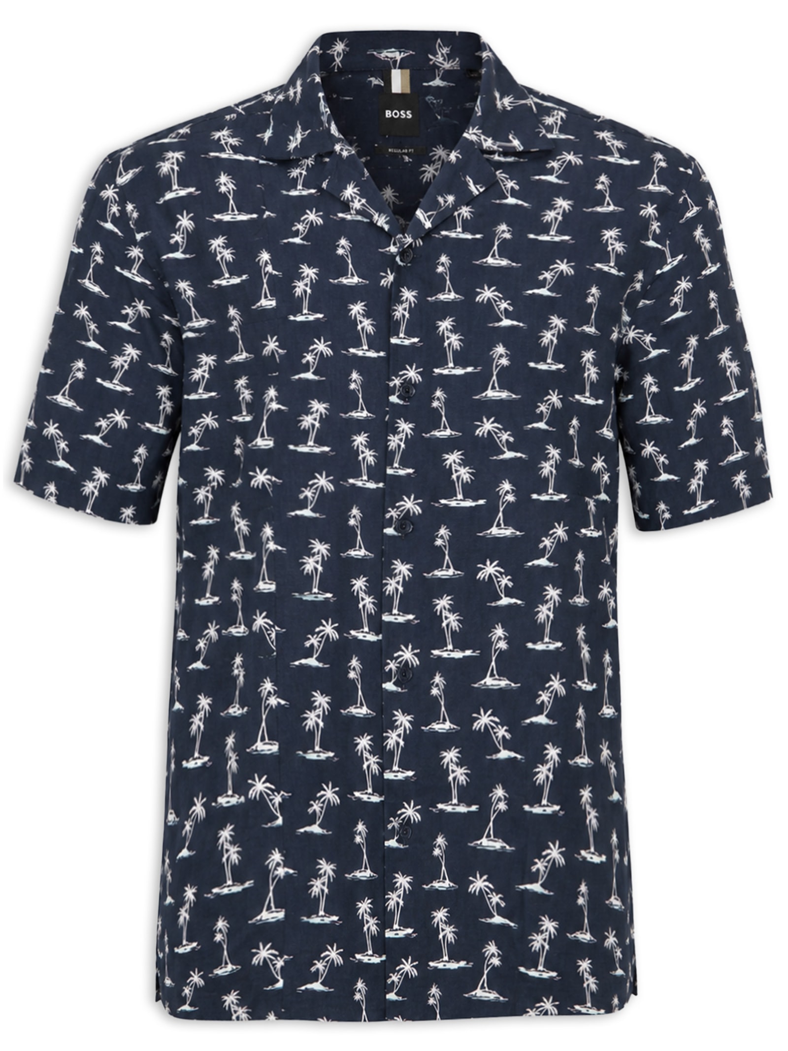 Camisa Masculina Manga Curta Laris Azul Boss