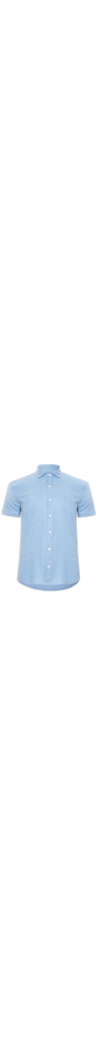 Camisa Masculina Manga Curta Linho - Azul