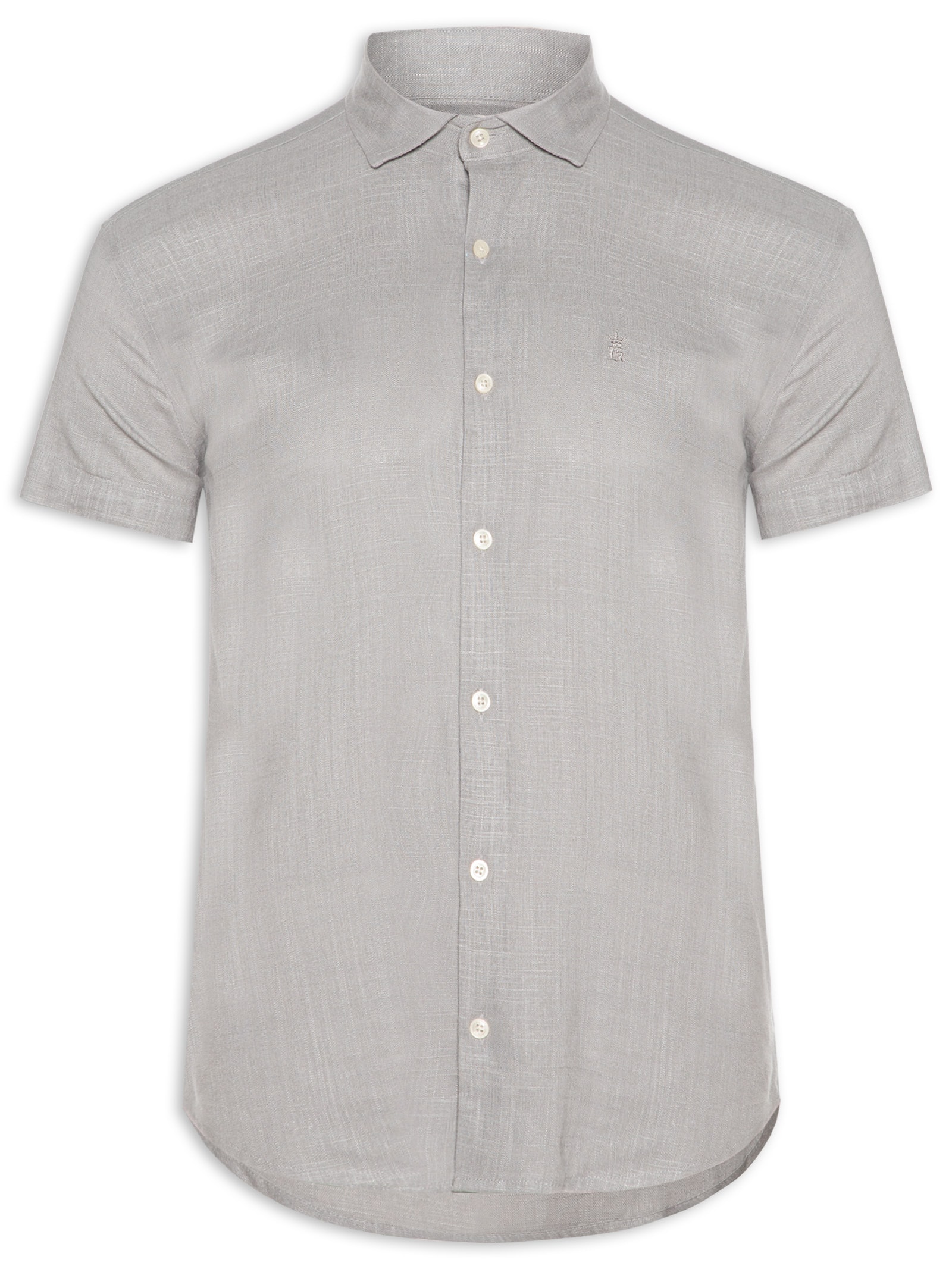 Camisa Masculina Manga Curta Linho Cinza Sergio K