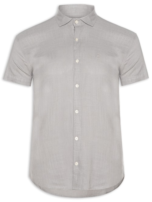 Camisa Masculina Manga Curta Linho – Cinza