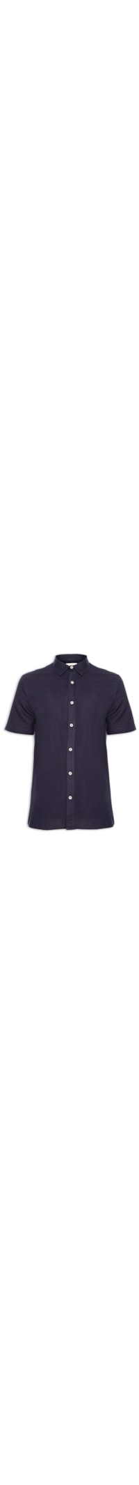 Camisa Masculina Manga Curta Linho Enseada - Azul